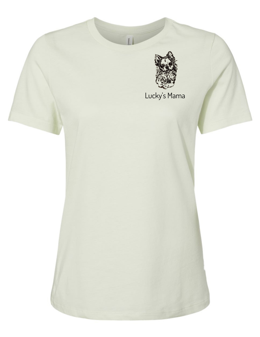 Long hair Chihuahua Mama Embroidered T Shirt