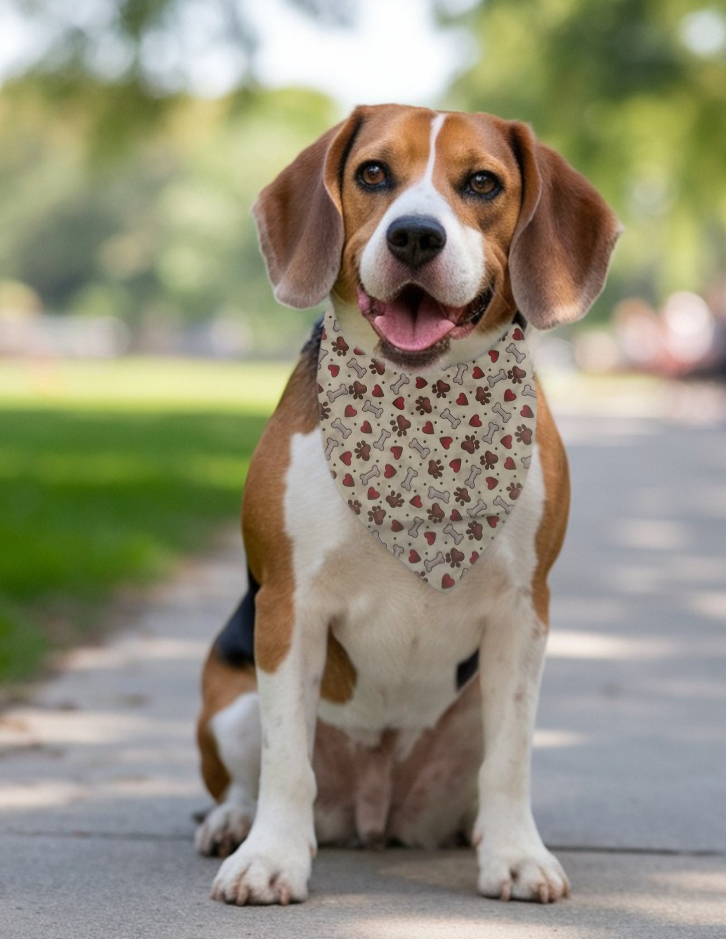 Personalized over collar dog bandana casual cotton blend heart bone paw print