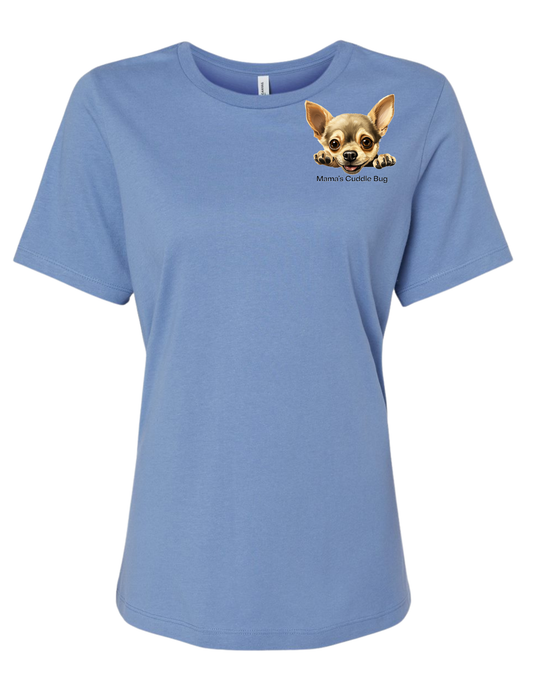 Chihuahua left chest printed short sleeve t-shirt