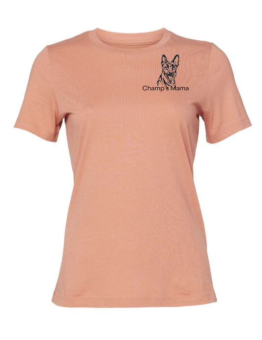 German Shepard Dog Mama Embroidered T Shirt