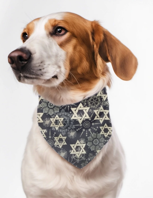 Custom personalized embroidered dog bandana cotton secure slip over collar dog neckerchief Hanukkah theme gift for pet lover