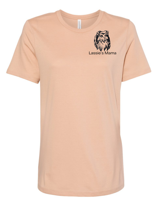 Collie Dog Mama Embroidered T Shirt