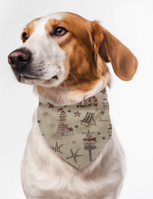 Embroidered custom personalized dog bandana  over the collar style for that holiday trip to the sea shore, ocean,  or lake  gift for pet