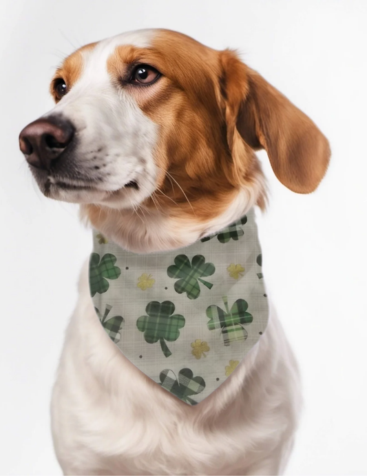 Embroidered dog bandana personalized over collar bandana custom puppy scarf Irish green and metalic gold shamrock print dog lover gift